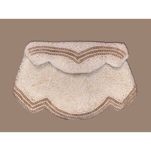 Clutch Purse 1900s Hand-Beaded Vintage Ivory & Gold